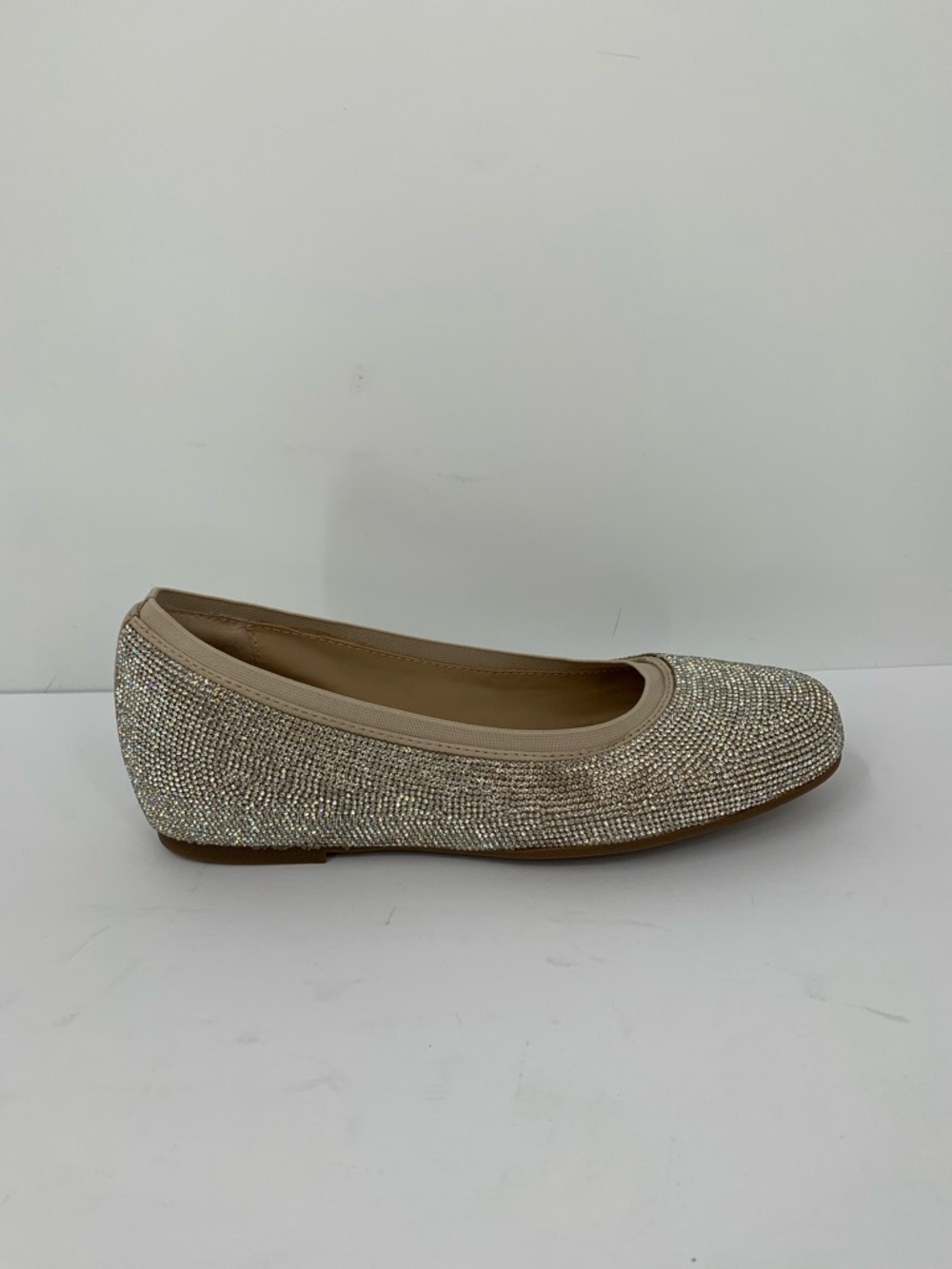 ABEO Cadence bow ballet flat shoe gold metallic leather comfort crystal 8.5